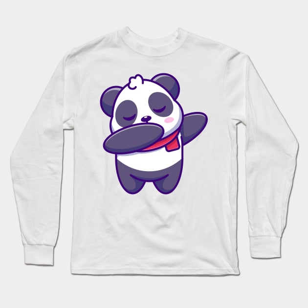 Cute baby panda dabbing cartoon Long Sleeve T-Shirt by Wawadzgnstuff